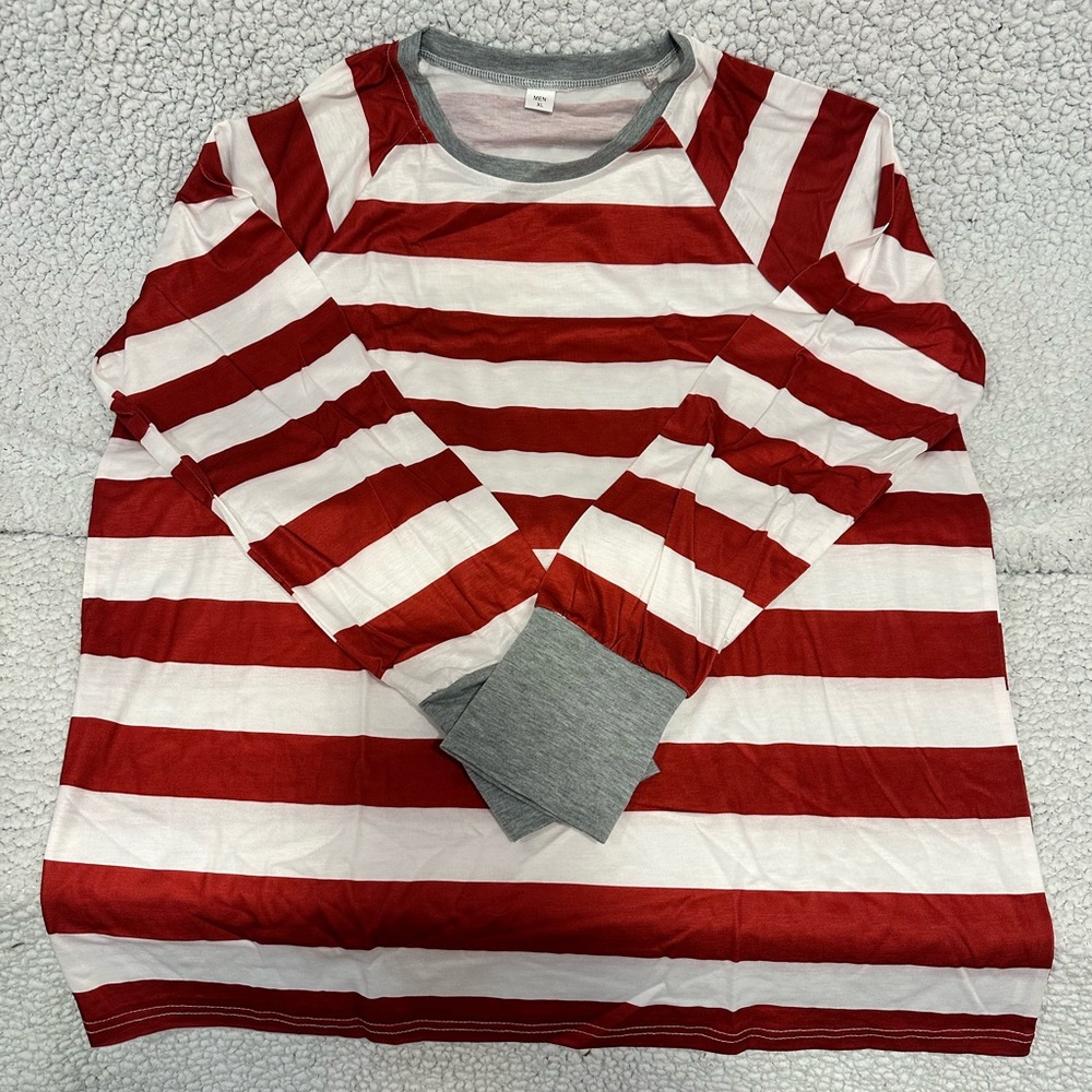 Red and White Striped Men’s Pajama Set
